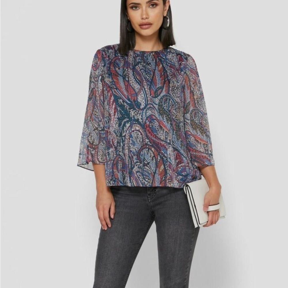 Ted Baker Beaatha Pleated Paisley Print Blouse size 4